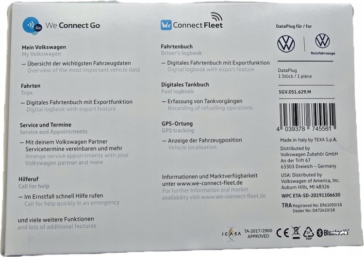 VOLKSWAGEN CONNECT DATA PLUG 5GV051629M OBDII MODUŁ DIAGNOSTYCZNY BLUETOOTH