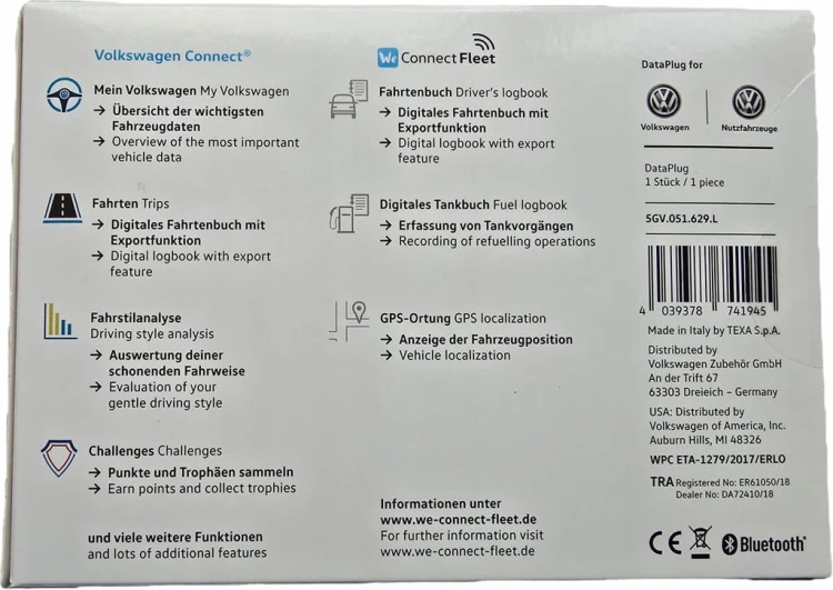 VOLKSWAGEN CONNECT DATA PLUG 5GV051629L OBDII MODUŁ DIAGNOSTYCZNY BLUETOOTH