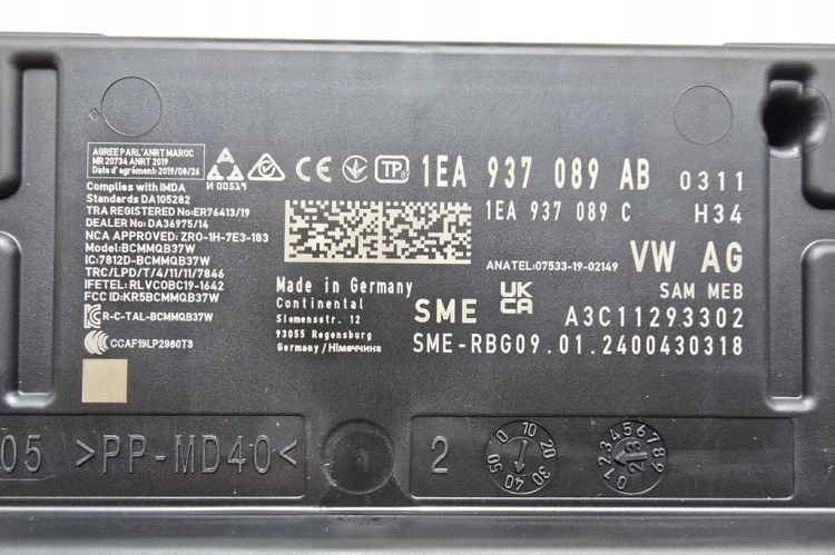 Sterownik podwozia BCM FEM SAM BSI Volkswagen ID. Buzz 2024 1EA937089AB