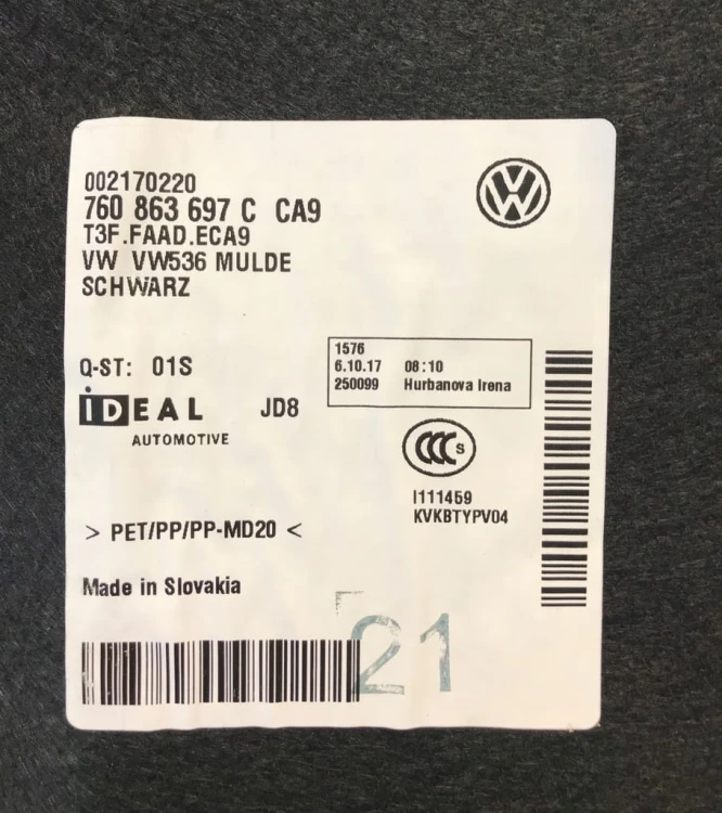 VW TOUAREG III 3 WYKŁADZINA BAGAŻNIKA 760863697C