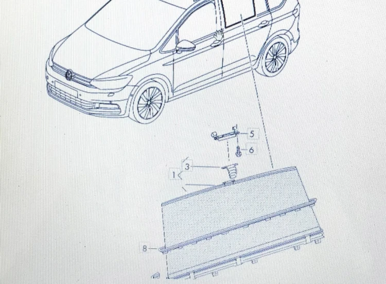 VW TOURAN RAMKA ROLETY ŻALUZJA DRZWI TYŁ LEWA 5TA