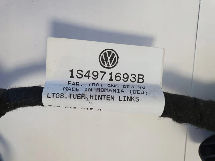 VW UP CITIGO MII WIĄZKA DRZWI LEWY TYŁ 1S4971693B