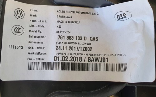 VW TOUAREG 3 OSŁONA ZAŚLEPKA PODŁOGA 761863103D