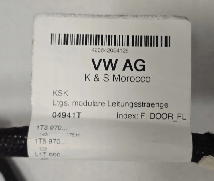 VW ID BUZZ CARGO WIĄZKA DRZWI LEWE PRZEDNIE 1T3970176H 1T3970143