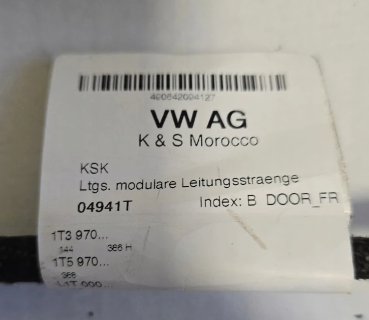 VW ID BUZZ CARGO WIĄZKA DRZWI PRAWYCH PRZEDNICH 1T3970386H 1T3970144
