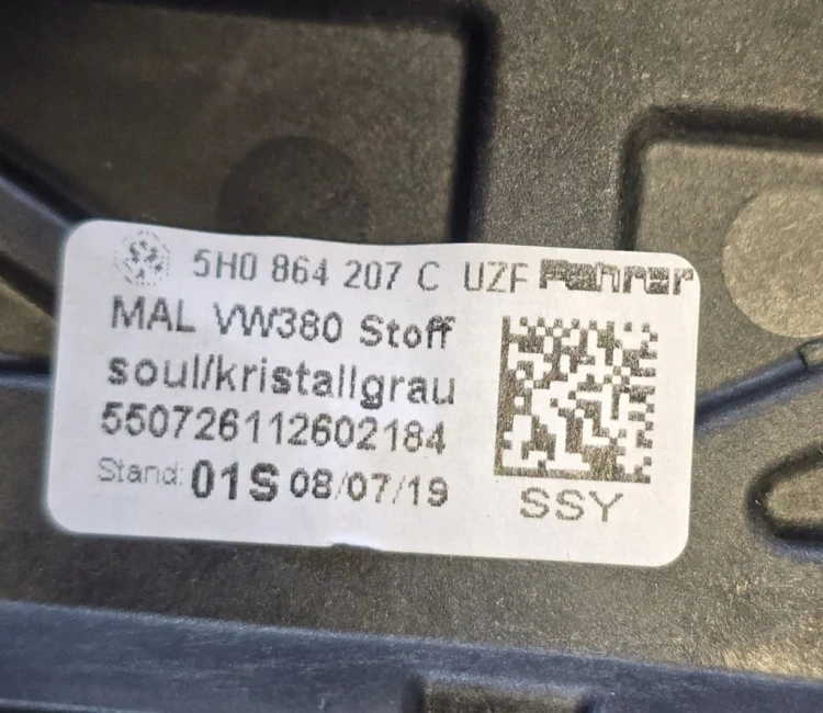 VW GOLF 8 VIII PODŁOKIETNIK MATERIAŁ 5H0864207C BIAŁA NITKA