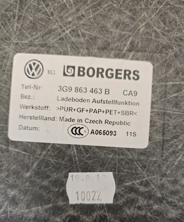 VW PASSAT B8 KOMBI PODŁOGA BGAŻNIKA 3G9863463B