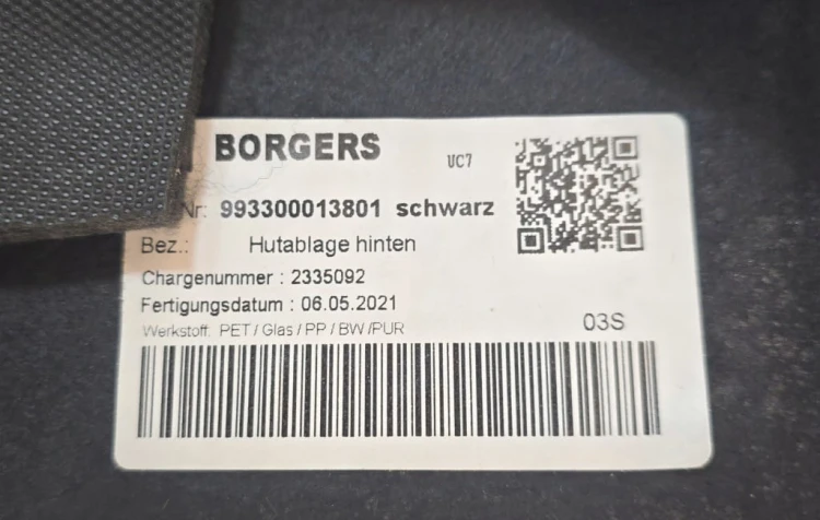 VW PASSAT B8 SEDAN Roleta TYLNEJ SZYBY półka tył bagażnika 3G5863411D