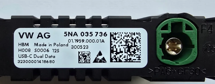 VW AUDI SKODA SEAT PANEL SCHOWKA TUNELU USB-C 5NA035736