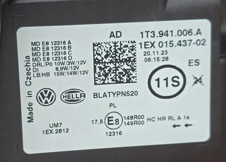 VW ID BUZZ PRZEDNIA PRAWA LAMPA REFLEKTOR FULL LED 1T3941006A KOMPLETNA