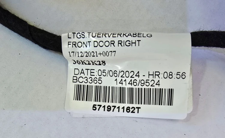 VW TIGUAN III WIĄZKA ELEKTRYCZNA DRZWI PRAWY PRZÓD 571971162T 571971395A
