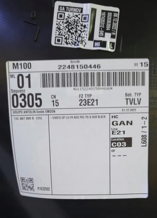 VW ID.4 TAPICERKA BOCZEK DRZWI LEWY PRZÓD SKÓRA 11C867009B EOU 11B867011 UK