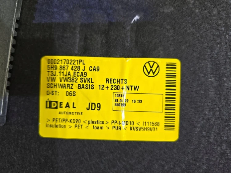 VW GOLF 8 VIII KOMBI BOCZEK BAGAŻNIKA TYŁ PRAWA PRZETWORNICA 5H9 3FO