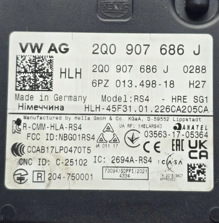 VW SEAT SKODA AUDI SENSOR RADAR ASYSTENT PASA RUCHU 2Q0907686J