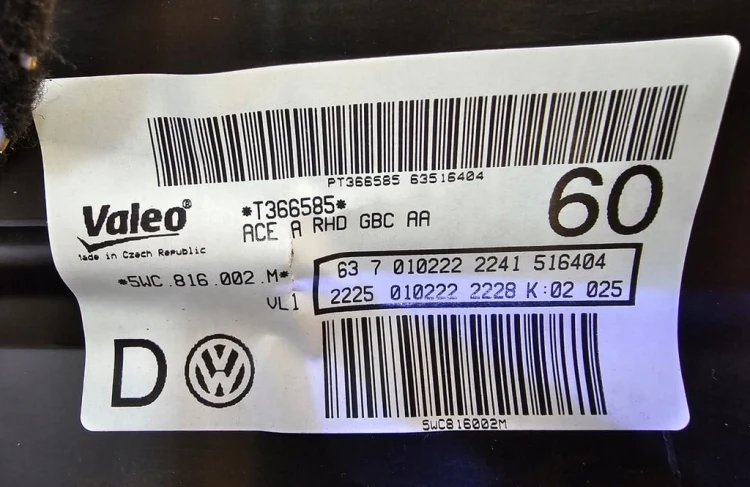 VW GOLF TIGUAN NAGRZEWNICA VALEO 5WC816002M ANGLIK