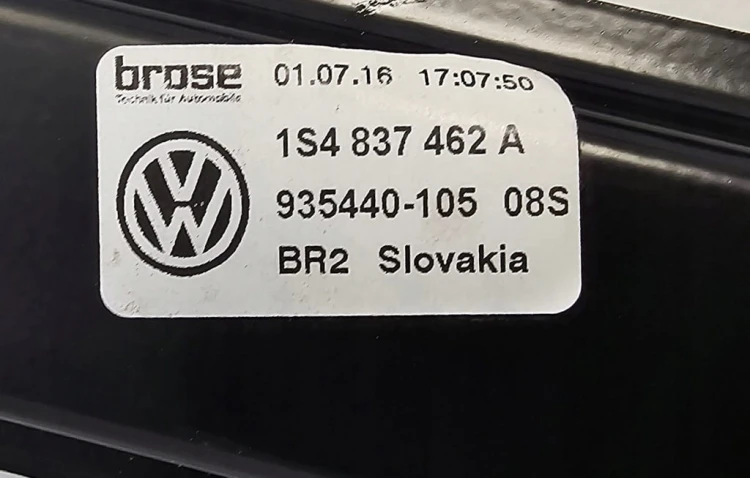 VW UP SKODA CITYGO SEAT MECHANIZM PODNOSZENIA SZYBY PRAWY PRZÓD 1S4837462A