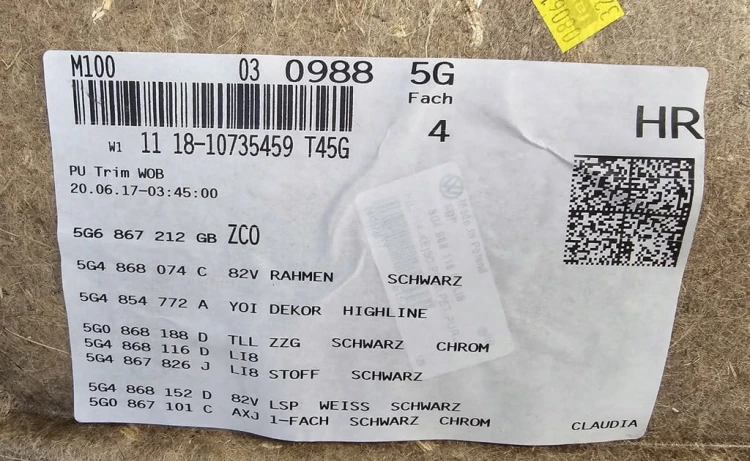 VW GOLF VII HB BOCZEK PRAWY TYŁ 5G6867212 GB ZCO 5G4868074C 82V RAHMEN