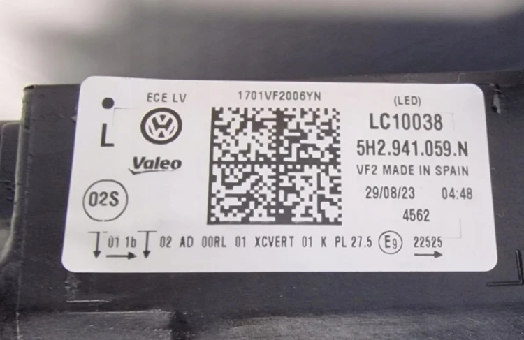 VW GOLF VIII LAMPA LEWA PRZÓD FULL LED IQ LIGHT 5H2941059N UK/USA NOWA