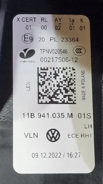VW ID.4 ID4 IQ.LIGHT LEWA PRZEDNIA FULL LED 11B941035M NOWA OEM