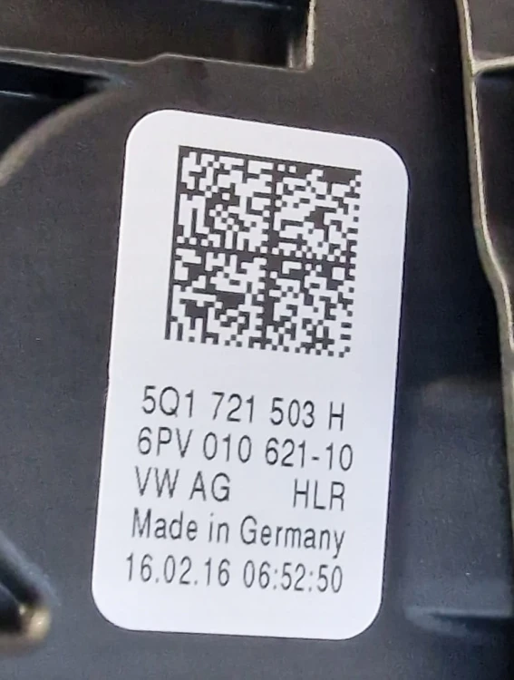 VW GOLF VII 5Q1721503H POTENCJOMETR PEDAŁ GAZU PODSTAWA PEDAŁÓW NOWE ORYG.